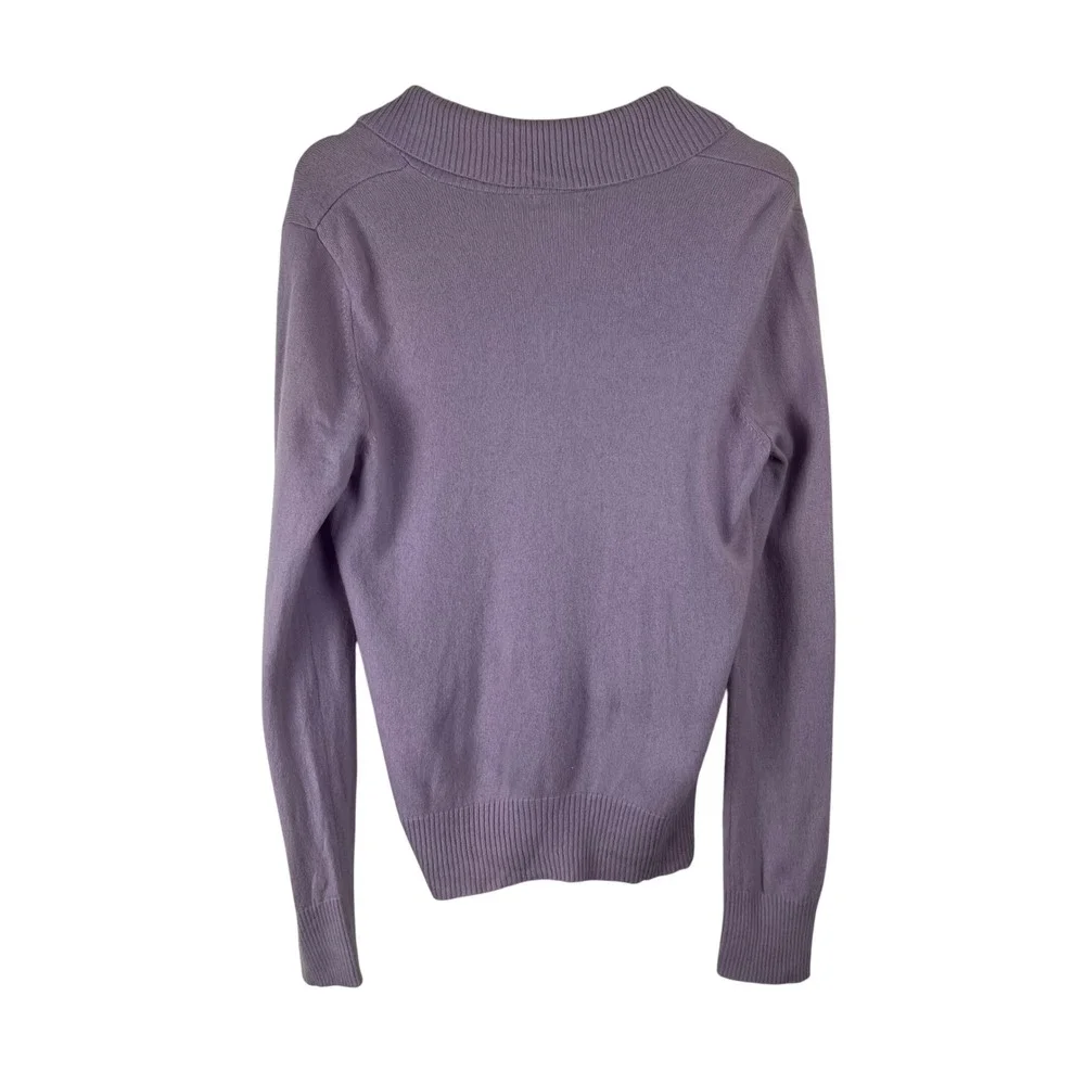 Charter Club Lavender 100% Cashmere Shawl Collar‎ V-Neck Sweater Womens Medium